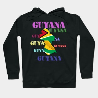 Guyana map multi color text Design! Hoodie